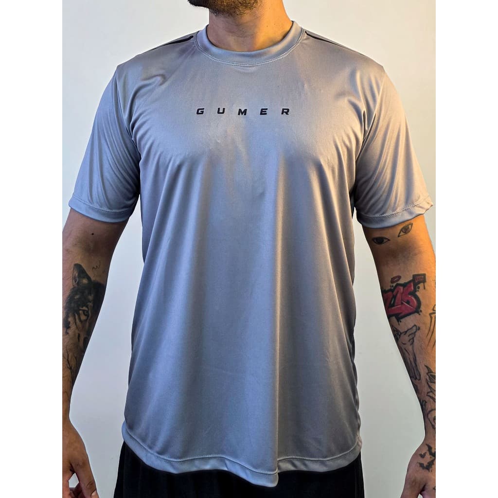 Camiseta Dry Fit Masculina Cor Cinza Academia Esportiva Leve Não Esquenta Secagem Rápida