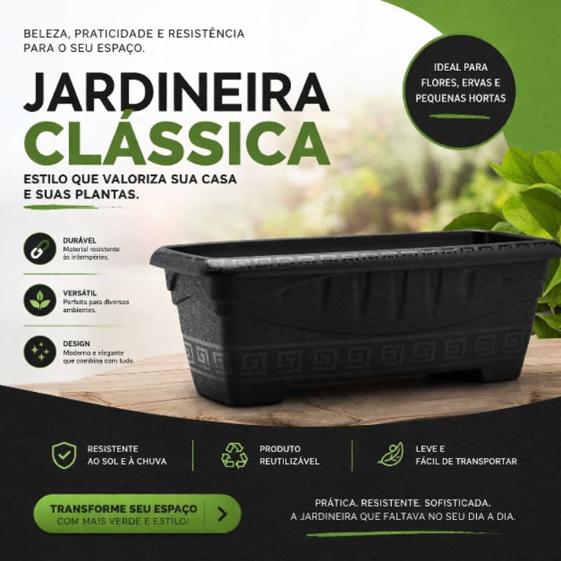 Kit 3 Jardineira Clássica Retangular 7 litros