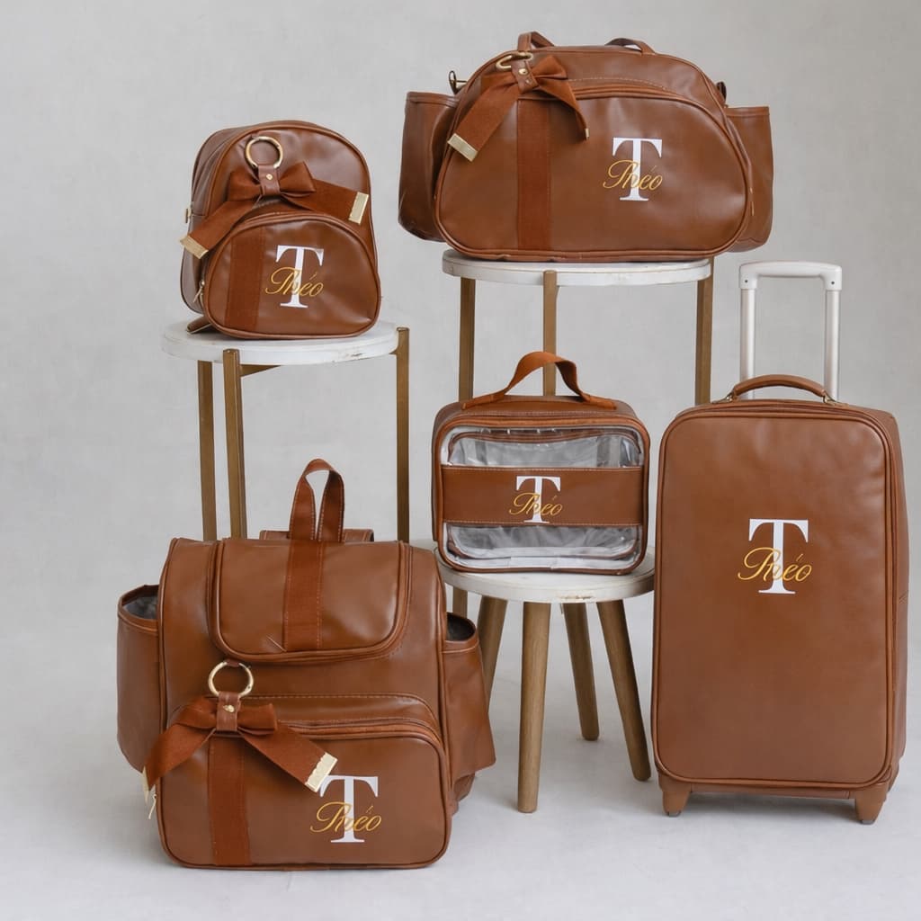 Bolsas Maternidade Luxo Térmico Courino Premium Impermeável Coleção Caramelo