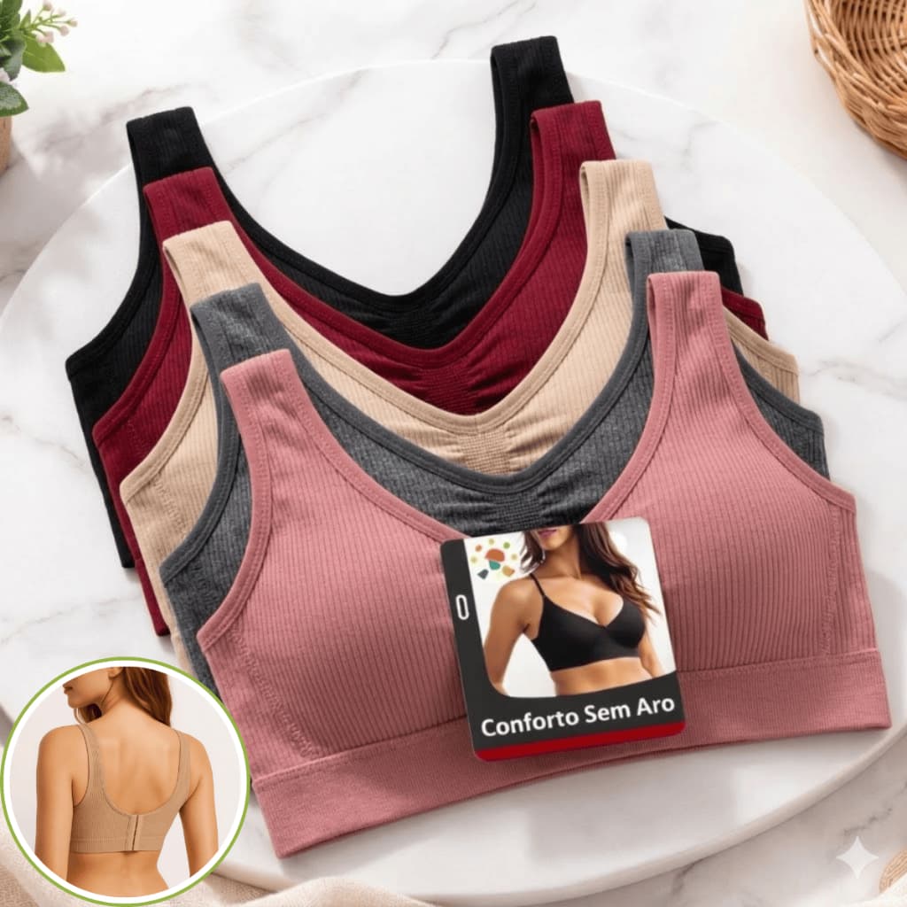 Kit 4 Top  Academia Feminino Malha Canelada Ou Kit 2 Top canelado Alta Sustentação Fitness Dia a Dia