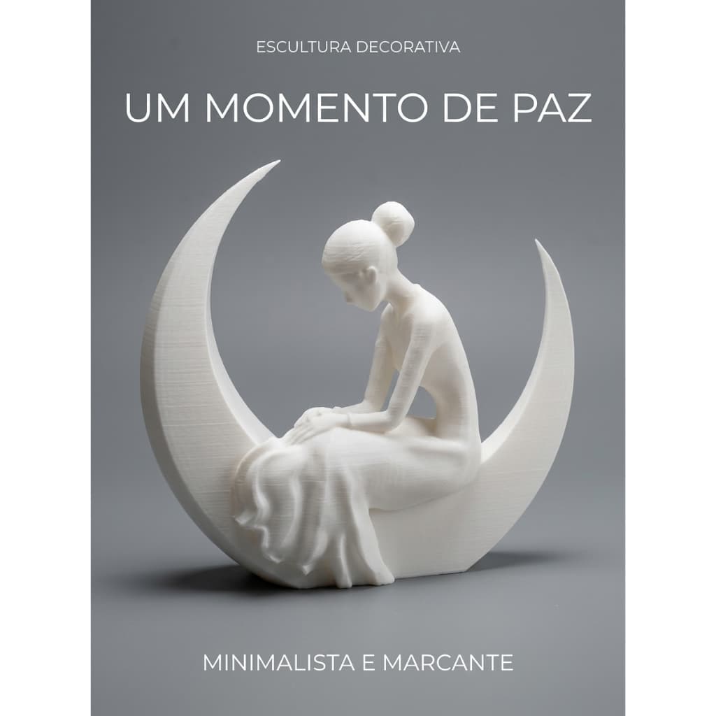 Escultura 'Dama da Lua Crescente' - Elegância Mística e Serene para o Lar