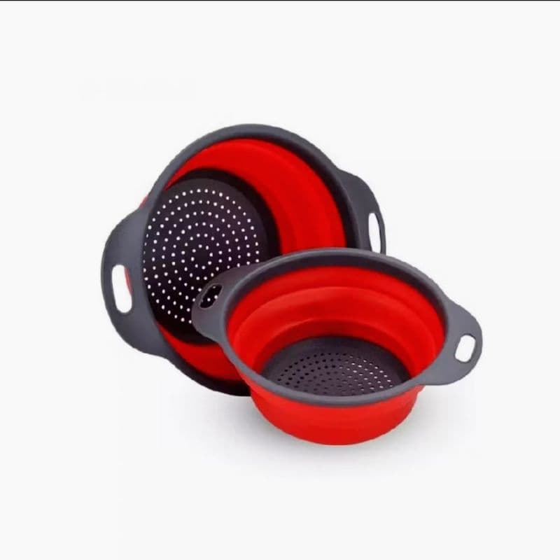 Escorredor Redondo Retrátil Dobrável Silicone Multiuso Verduras Frutas Arroz Macarrão Casa