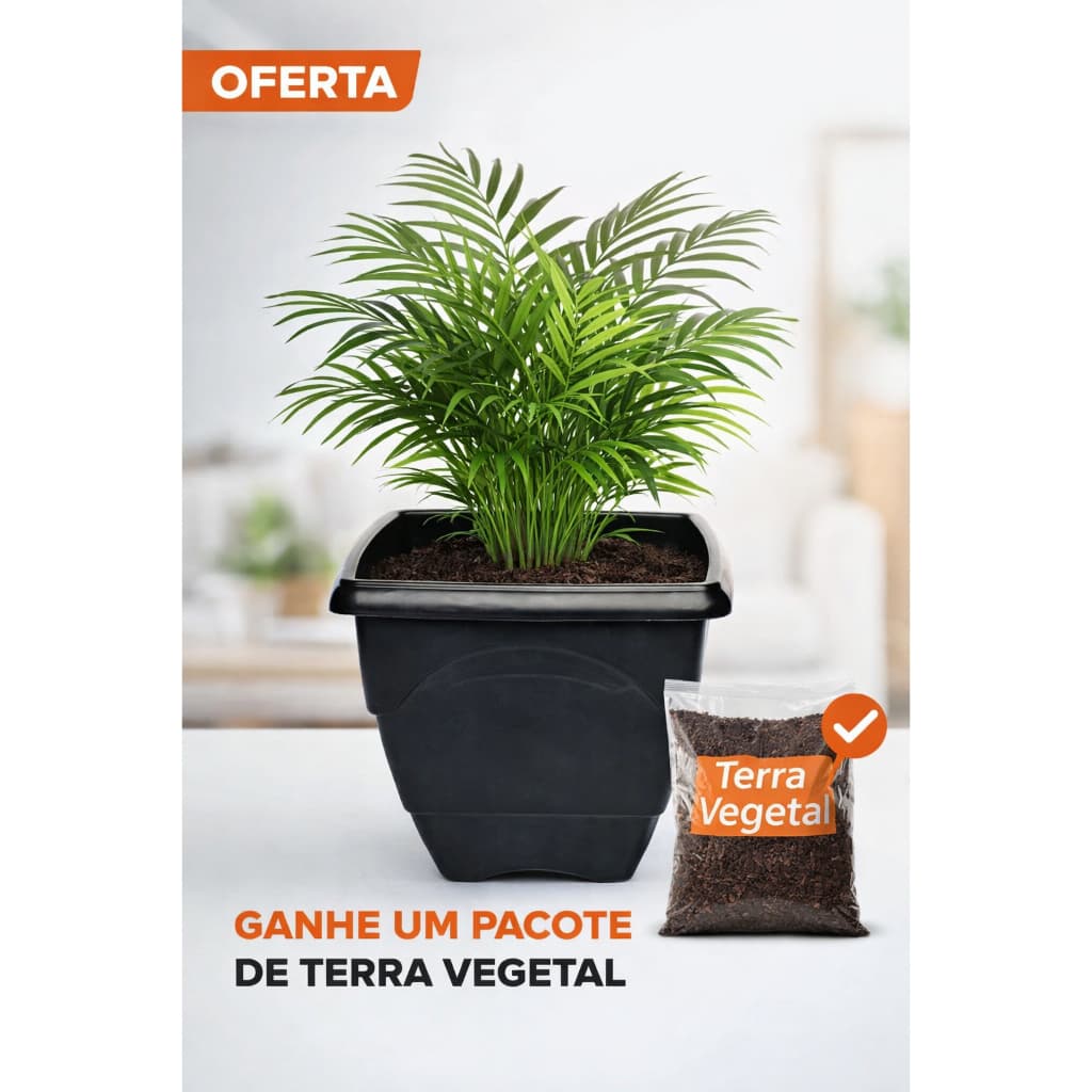 Kit 10 Vasos Quadrados 5,5 Litros Preto Reforçado, Resistente, Funcional Jardim Horta Flores Decoração Flores Planti
