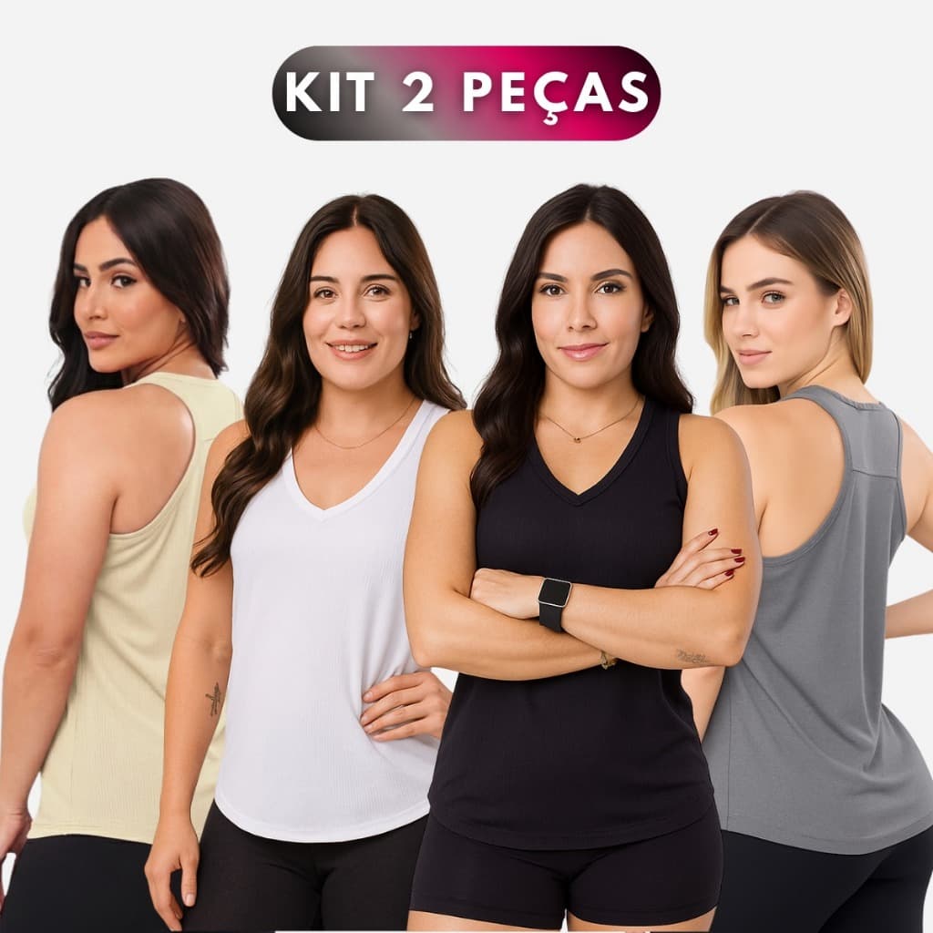 KIT 2 Regata Dry Fit Feminina Academia Costas Nadador Esportiva Lisa Treino Fitness Leve Treino Mais UNIDADE