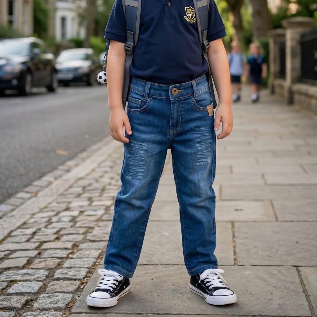 Calça Jeans Infantil Masculino Com Bolsos Costura Reforçada Calça Confortável