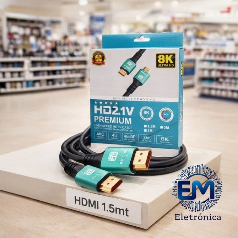 CABO PREMIUM HDMI 2.1 Compatível 8K (1,5m | 3m | 5m | 10m)