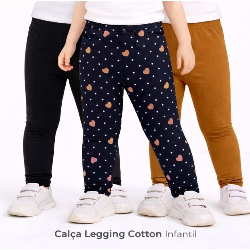 Calça Legging Cotton Infantil e Juvenil Menina sem Felpa Kyly