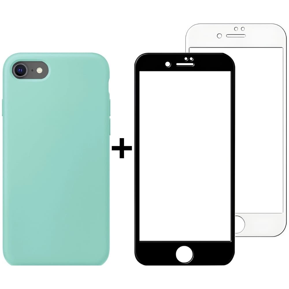 Kit Capinha Thiffany e Película Transparente para Iphone 7, Iphone 8 e Iphone SE Case Fechada nas Laterais de Silicone