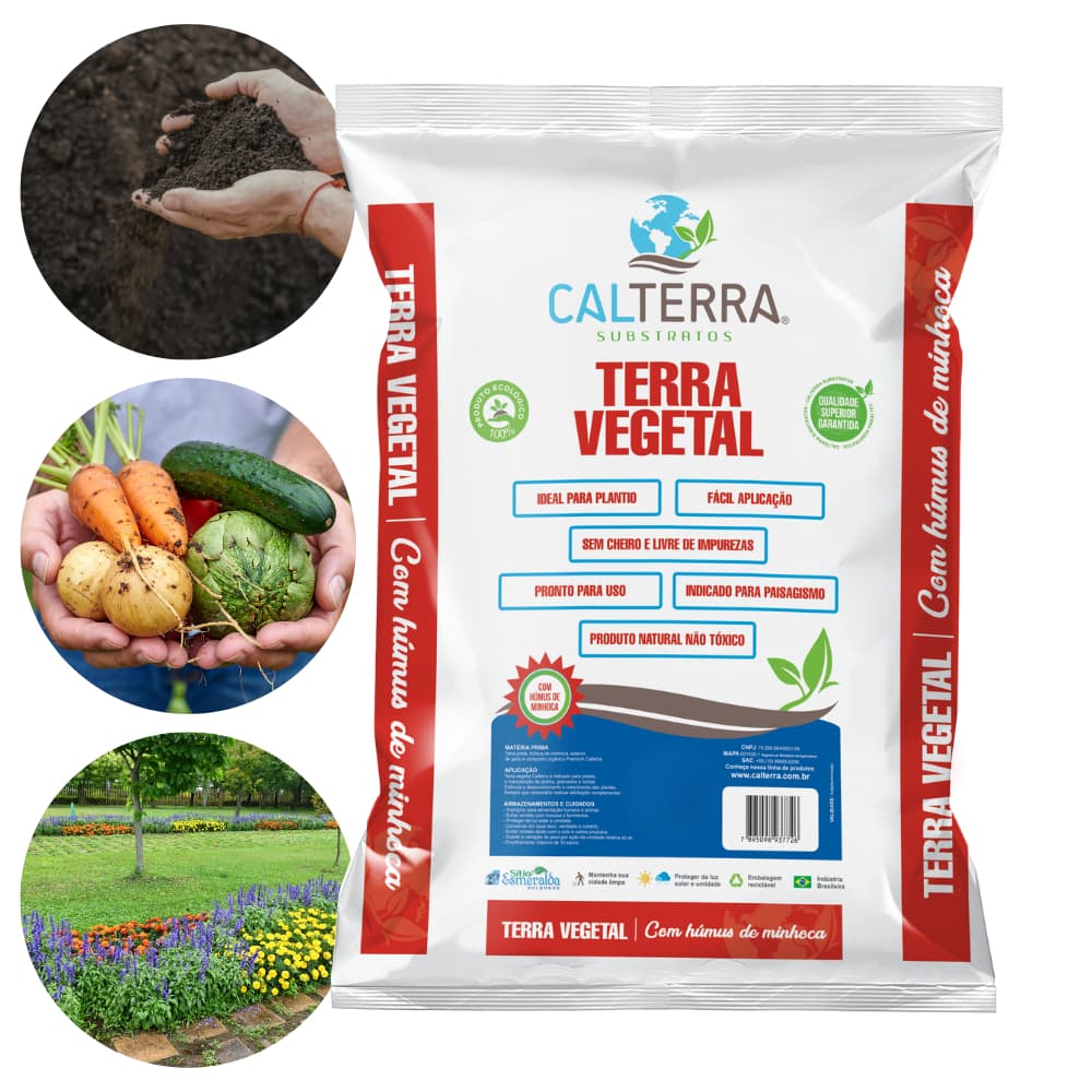 Terra Vegetal Adubada com Húmus de Minhoca - Alta Fertilidade p/ Plantas, Vasos e Jardim até 20kg