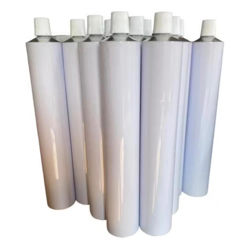 Bisnagas de Alumínio Cartuchos Para Resina Flexível 60 gr 28mm x 160 esmaltadas c tampa rosca branca