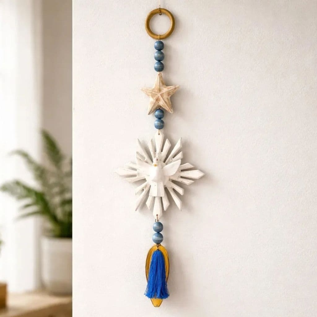 Penca Divino Espírito Santo Colar De Parede Mesa Resplendor Decorativo Enfeite Estrela