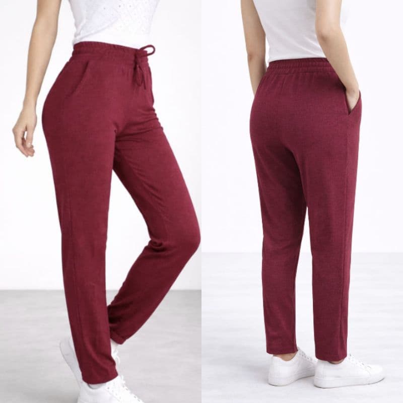 Calça feminina de lãzinha forrada cintura alta com bolso inverno P/M/G confortável