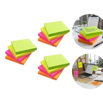 12 BLOCO DE NOTAS ADESIVO 76X76mm TIPO POST IT 1200 FOLHAS