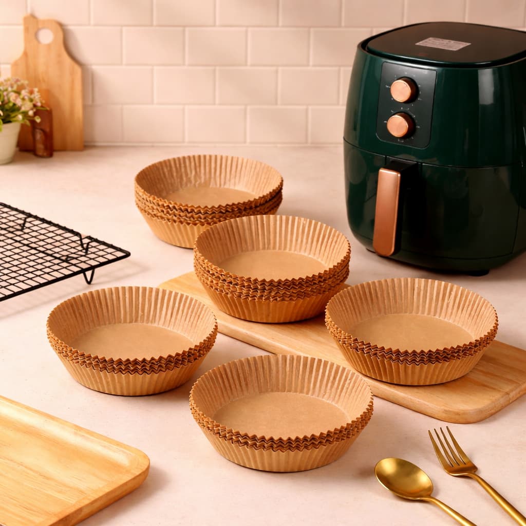 Forma De Airfryer Papel Descartável Redondo Antiaderente Papel 50,100,150,200 Unidades