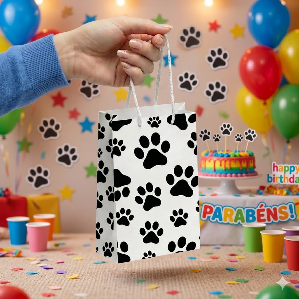 Sacolinha lembrancinha para festa tema Patinha cachorro festa infantil