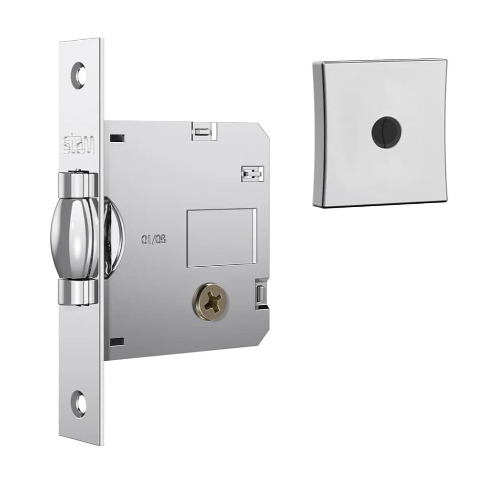 Fechadura Auxiliar Tetra 1005 Trinco Rolete Roseta Quadrada Cromado Stam