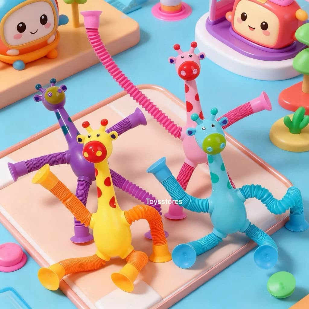 Girafas Elásticas Com Ventosas Luminarias Pop Tubo Brinquedo Infantil