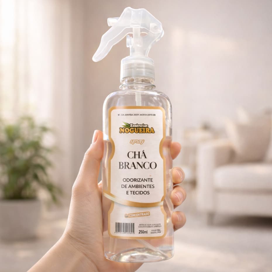 Odorizante de Ambiente Água Perfumada Spray 250ml Aromatizador Chá Branco Essência Nogueira