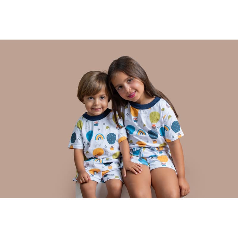 Pijama Infantil 100% Algodão Hipoalergênico Coleção Balão Menino/Menina Tam 1 ao 12