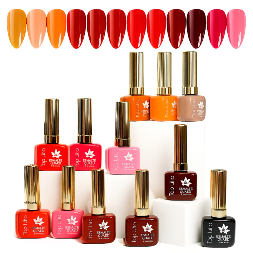 Kit 12 Esmaltes em Gel Led Uv COLEÇÕES p/ Unhas Manicure 15ml Lirio Alta Pigmentação Acabamento Impecável