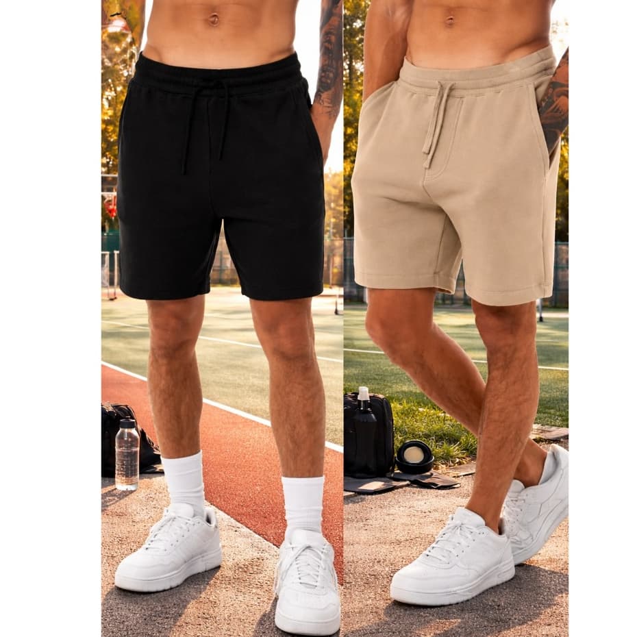 Kit 2 Bermuda Moletom Algodão Masculina Academia Short Esporte Fitness Casual