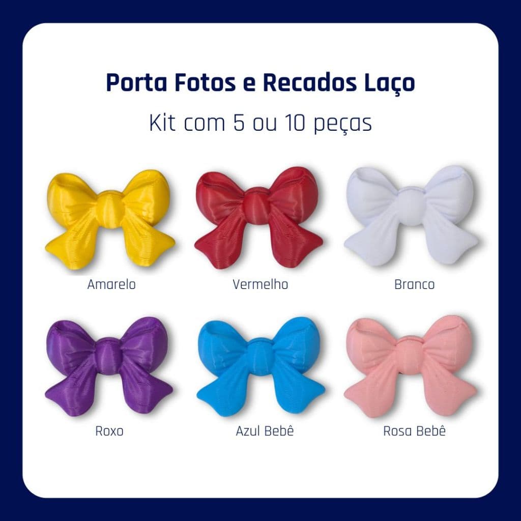 Porta Foto Laço Decorativo para Mesa • Suporte para Fotos e Recados • Kit 5 ou 10