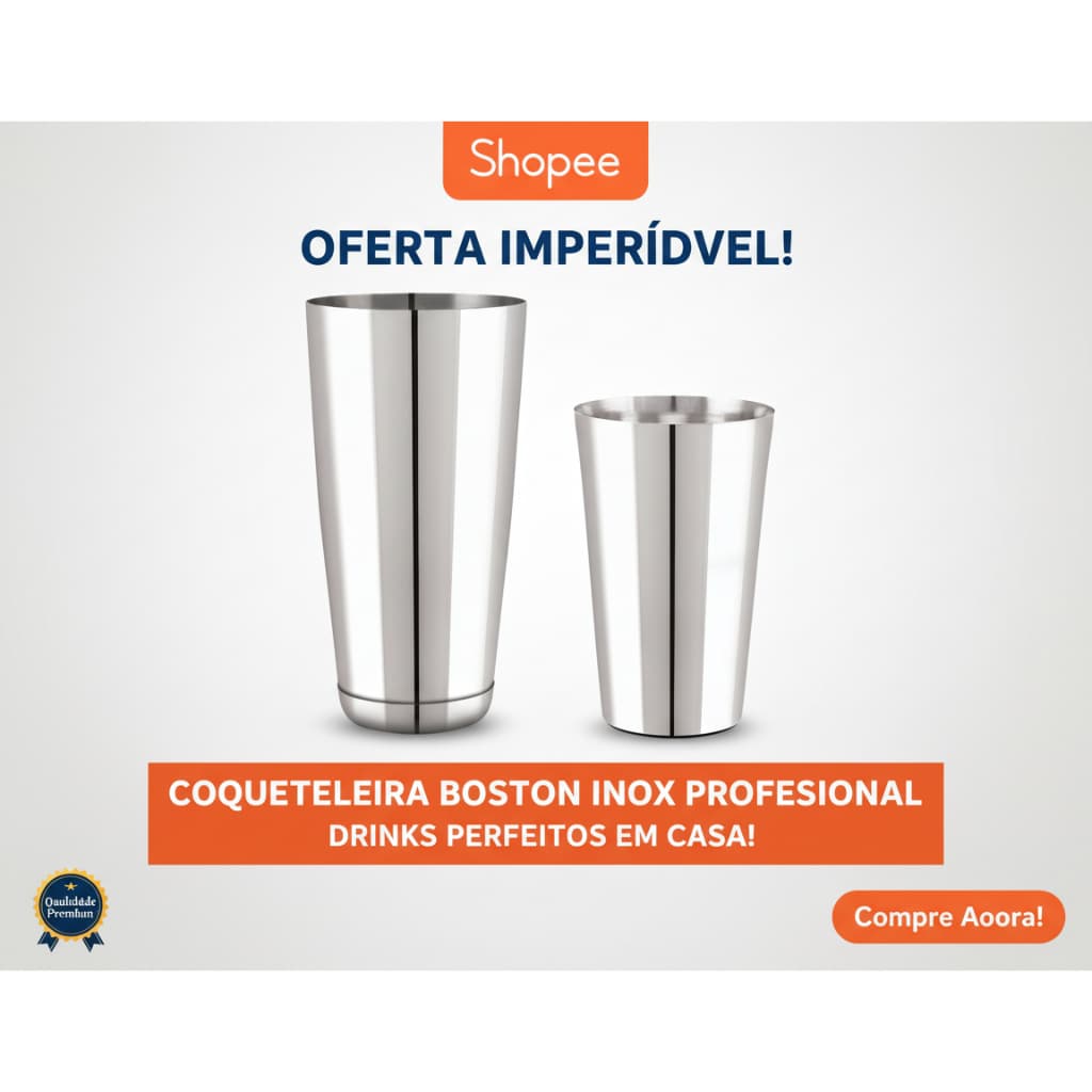 Coqueteleira Profissional 820ml Inox Forte Duravel Capacidade Ideal Bartender