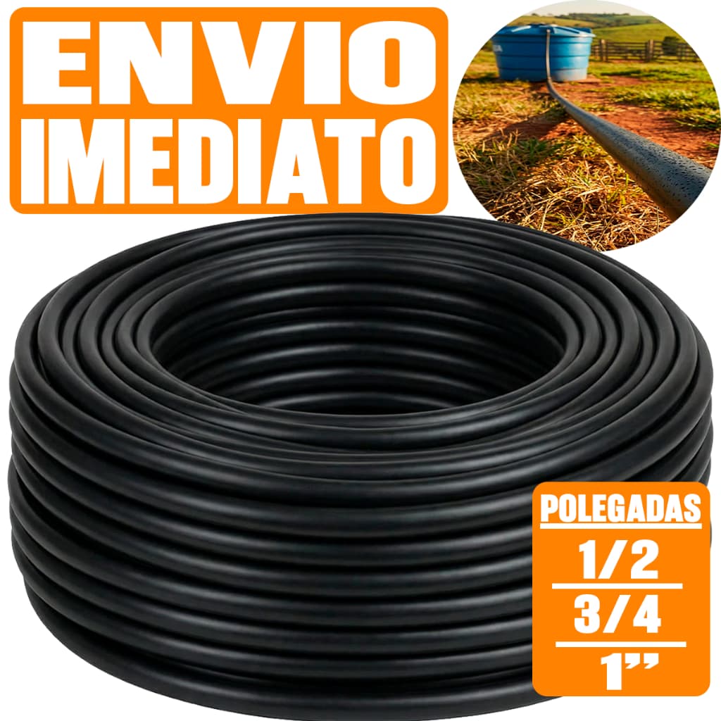 Mangueira Preta Tubo Irrigação Gotejamento 1/2" 3/4" e 1" Polegada Rolo 50m E 100m Metros SEM FUROS
