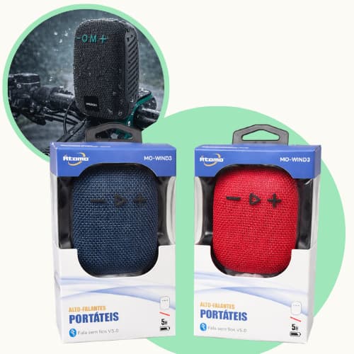 Caixa de Som Bluetooth Portátil à Prova d’Água | Com Suporte para Bike | Som Potente