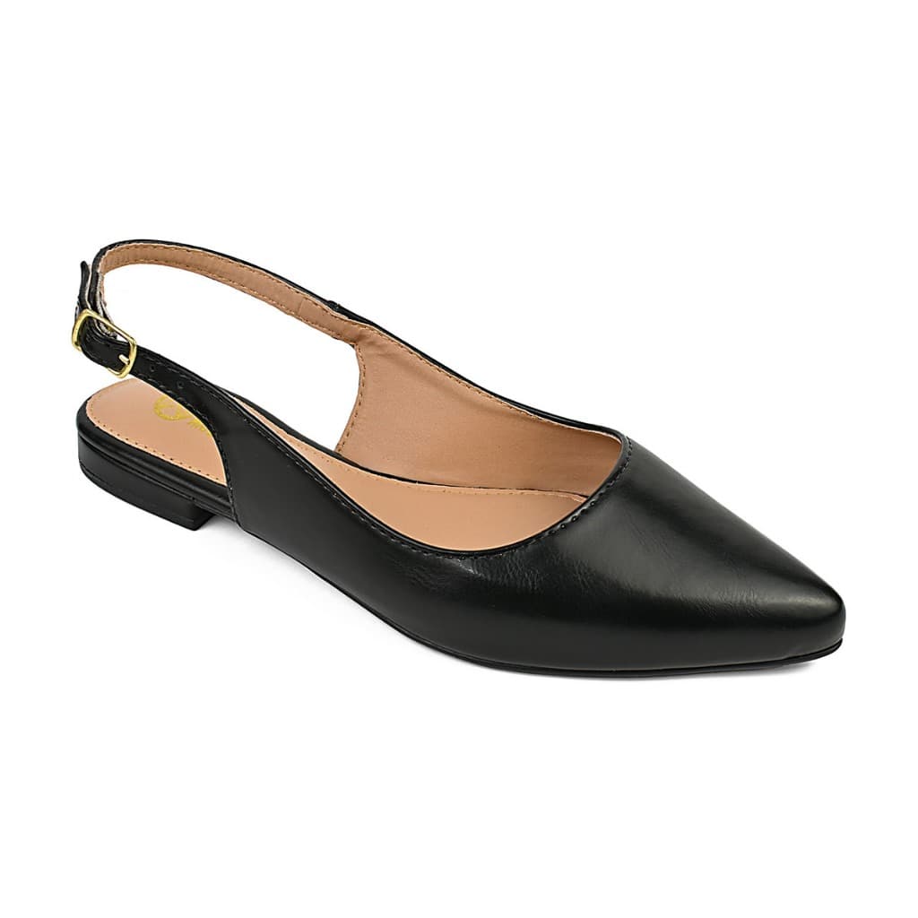 Sapatilha Slingback Feminina Mania de Mulher Bico Fino Salomé Social Salto Baixo 2cm Confortável