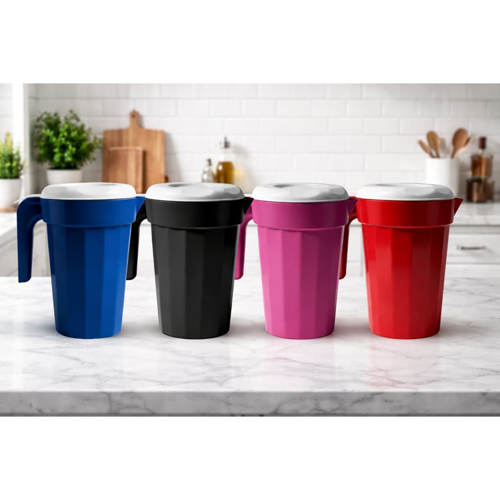 Kit Conjunto 4 Jarras de Suco 2 Litros com Tampa Branca de Plástico