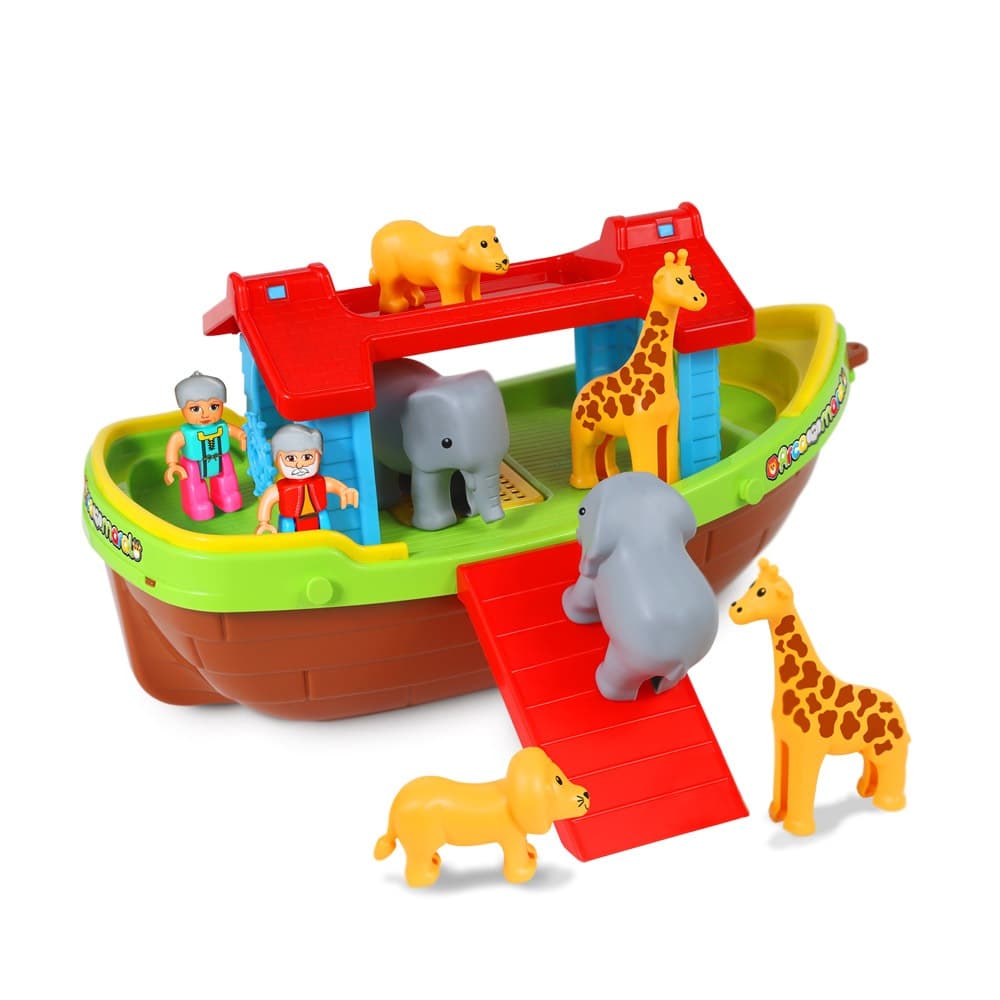 Barco Educativo Maral Arca De Noé Com 2 Bonecos 6 Animais Rampa e Rodinhas