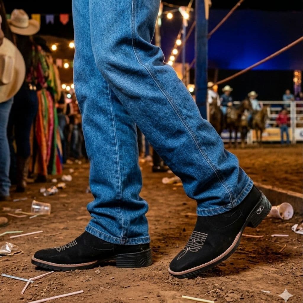 Bota Masculina Botina Texana Rodeio Elástico Preta Marrom Promoção
