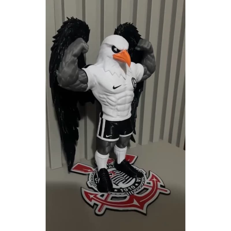 Mascote Corinthians 3D Decorativo Gavião Musculoso Colecionável Time Futebol Presente Torcedor Enfeite Topo Mesa