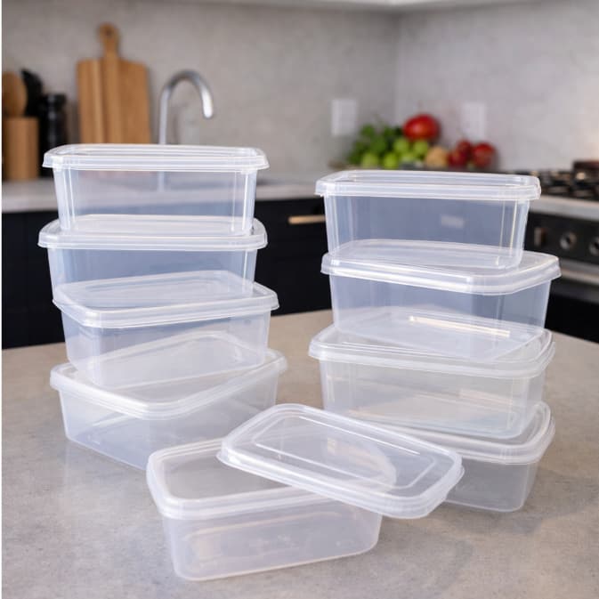Kit 10 Potes Retangular de Plástico 1,5 Litros BPA Free Marmita Organizador de Alimentos Mantimentos