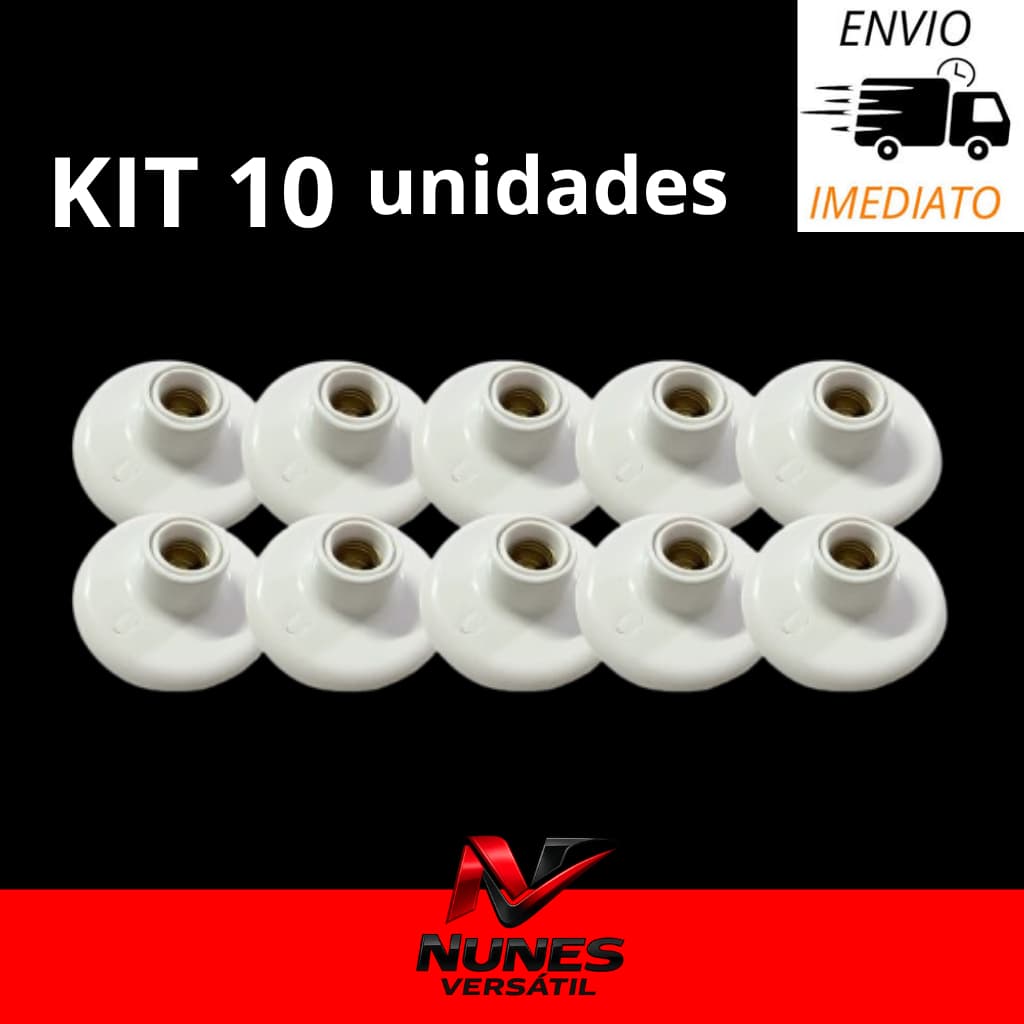 Kit 10 Plafon Soquete E27 Bivolt Plafonier Redondo Luminaria Bocal de Teto