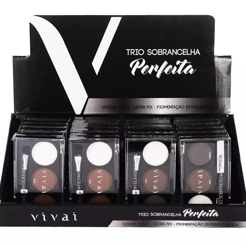 Paleta de Sobrancelhas 3 em 1 com Espelho - Vivai