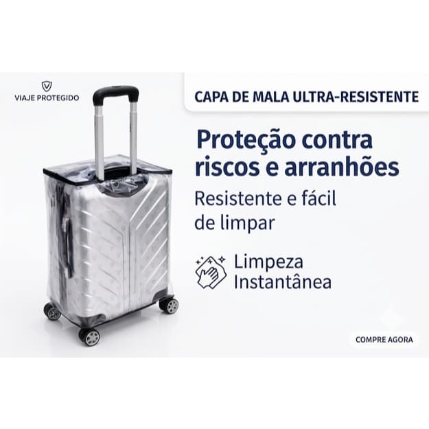 Capa Para Mala De Viagem 10 Kg Transparente Com Zíper