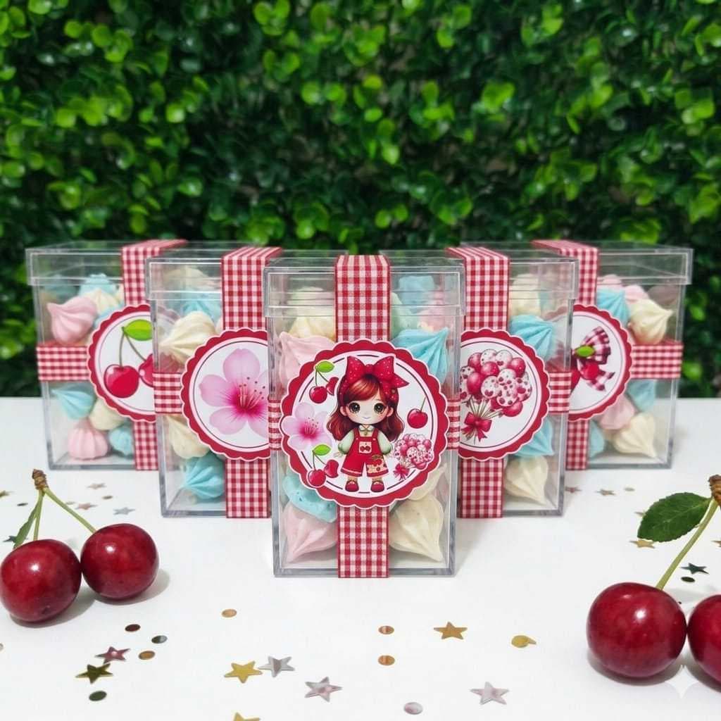 Tag topper Latinha e Tubete 6cm  Cerejinha / Apliques para Doces e Cupcakes/ Lembrancinha para festa