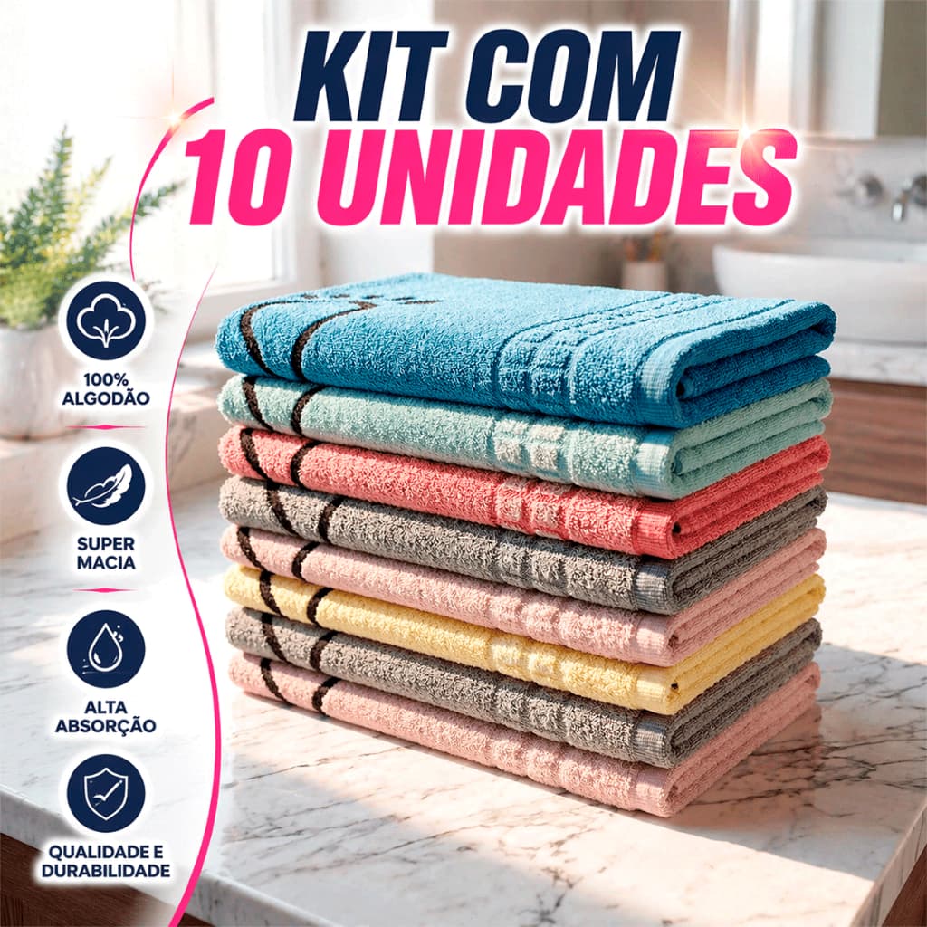 Kit 10 Tapete De Banheiro 45x70cm Pezinho Piso Luxo Atoalhado 100% Algodão Premium