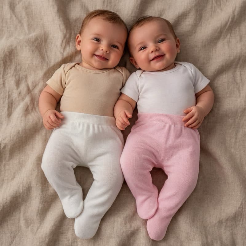 Calça de tricô premium macia de bebê com pézinho RN - enxoval bebê