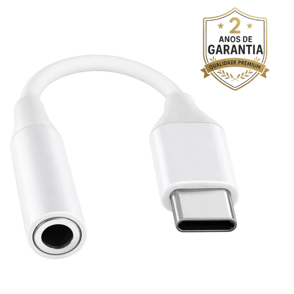 Adaptador Tipo C Para P2 Fone De Ouvido Headset Branco 3,5mm