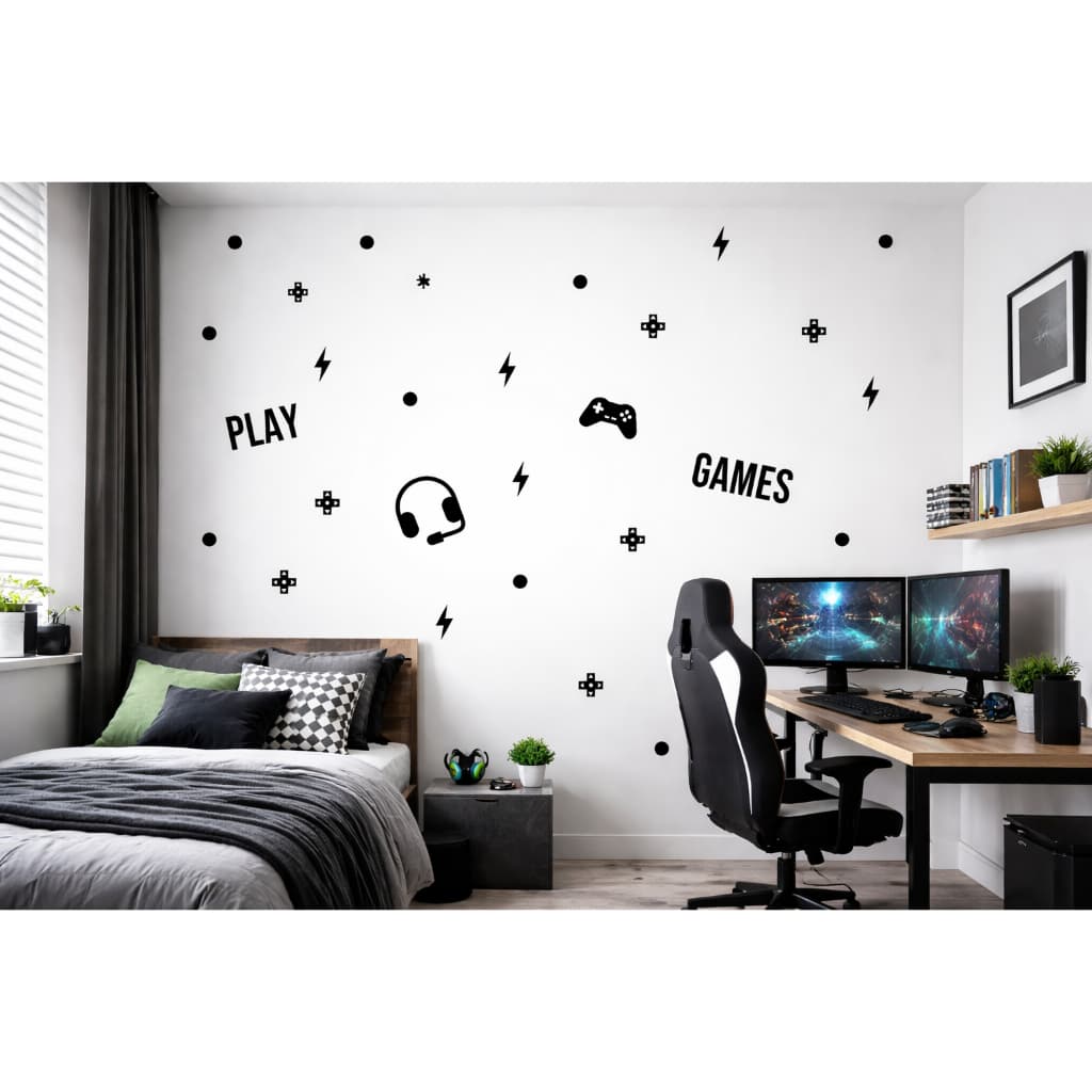 🎮 Adesivo de Parede Gamer – Quarto Juvenil Moderno