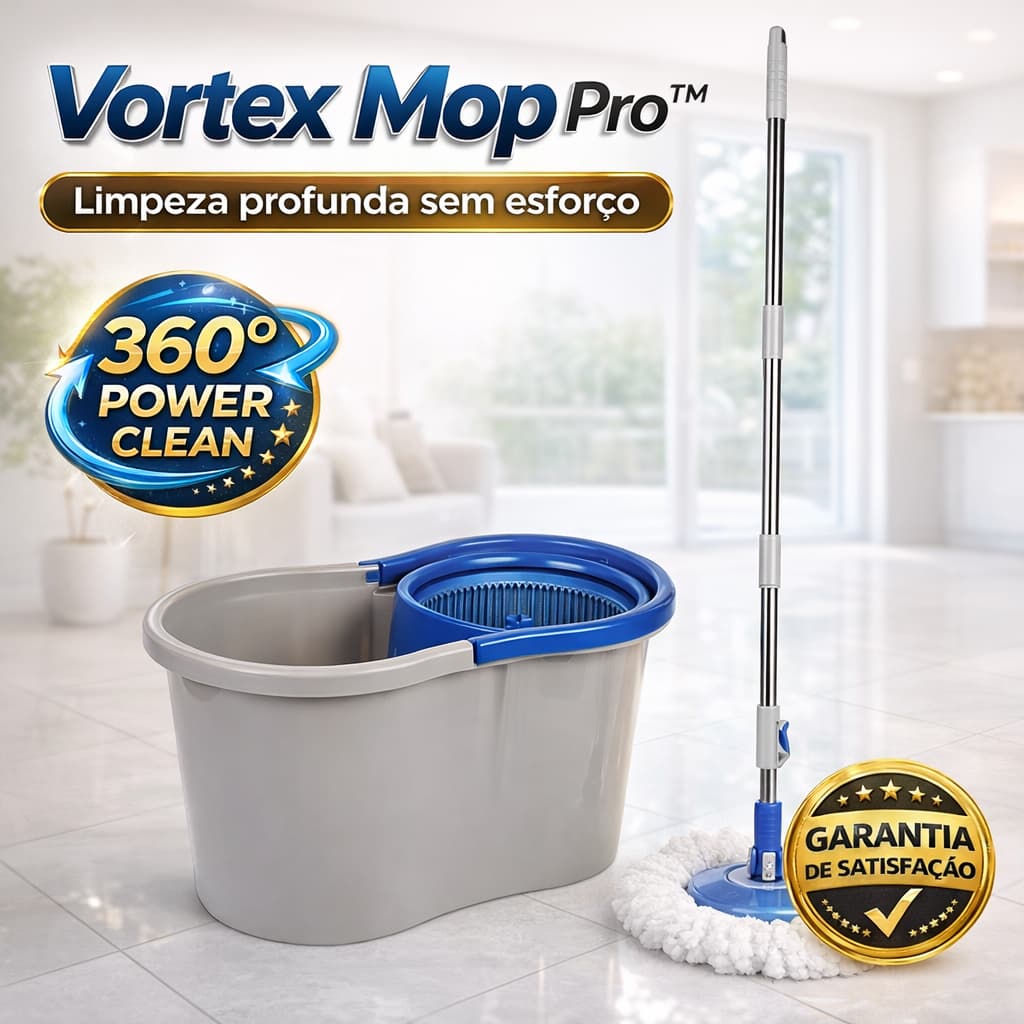 Mop Giratório 360 Com Balde Duplo Eficiente Prático Limpeza Rápida Fácil Uso esfregão