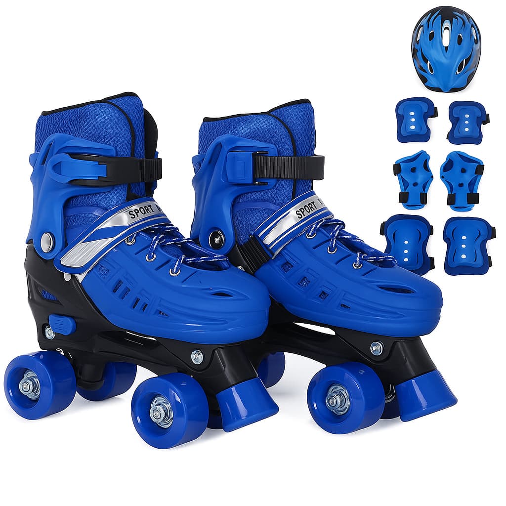 Patins Roller 4 rodas Quad Tamanho Regulável 29 até 40 rosa e azul + KIT PROTEÇÃO!!