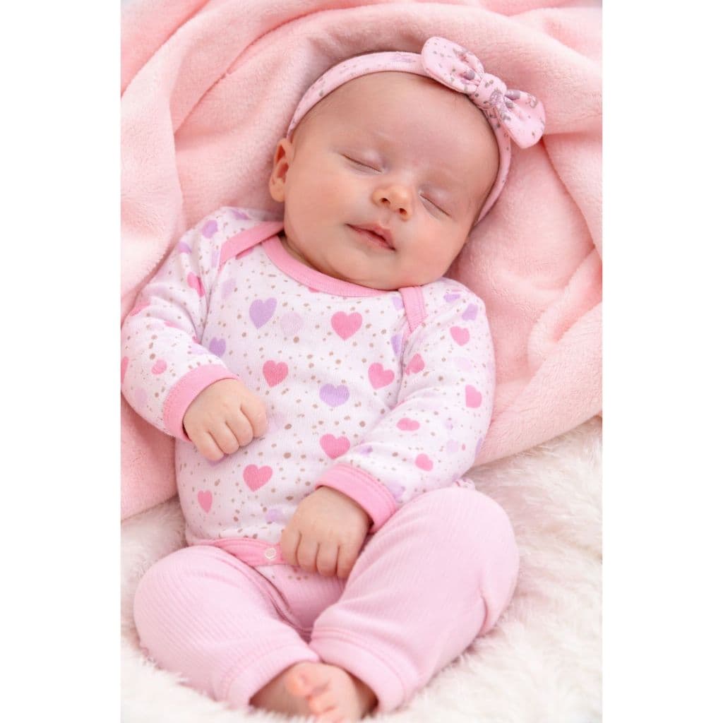 Kit 6 Peças Bebê Canelado Longo 100% Algodão 3 Bodies e 3 Calças