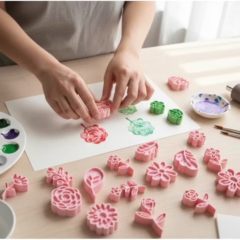 Carimbo Flores e Plantas Para Brigadeiro Biscuit Cerâmica Kit Floral 3D