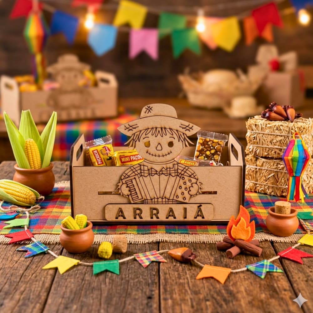 18 Caixinhas MDF Arraiá Festa Junina Espantalho Sanfoneiro Porta Doces Decoração Temática Lembrancinha M41
