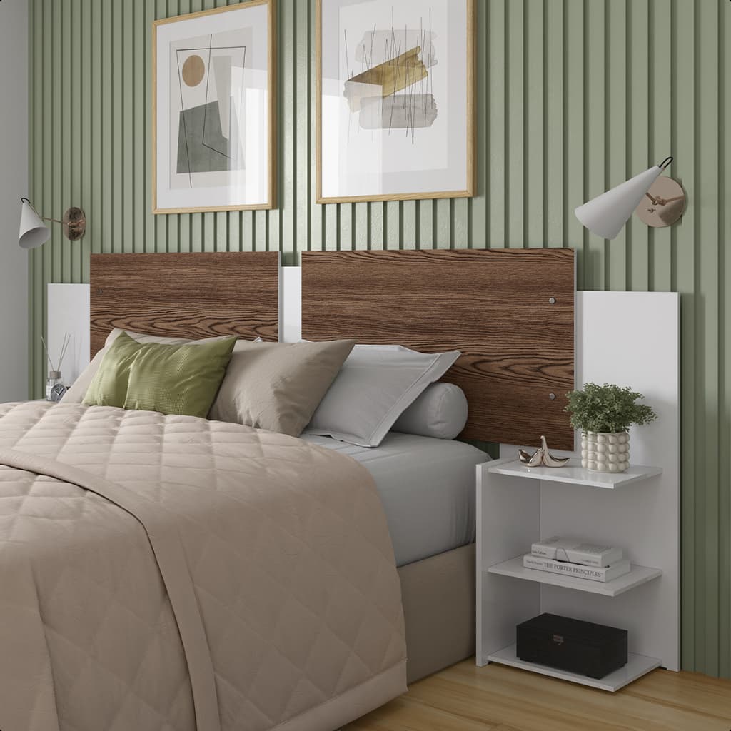 Kit Cabeceira 4 em 1 Cama Box Solteiro Casal Queen King Mesinhas Laterais Organizadora Quarto