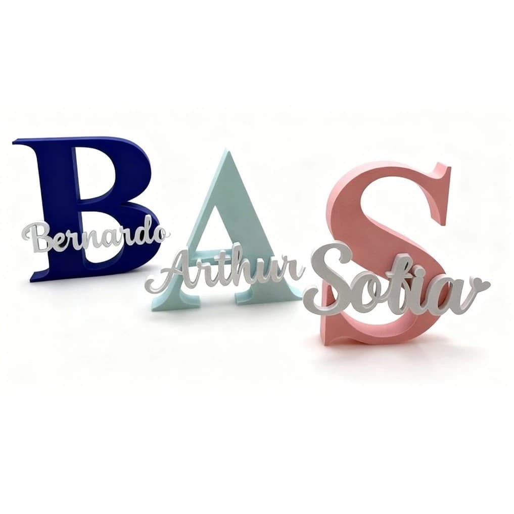 Letreiro 3D Personalizado Azul Bebê 20x20cm - Acabamento Premium e Alta Durabilidade